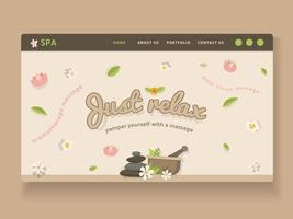 Elegante Website-Landingpage-UI-Designvorlage für Spa- und Wellnessmarken. Vektor-Illustration von Spa-Elementen und Objekten vektor