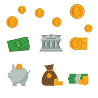 uppsättning pengar och investeringar symbol vektor illustration ikoner