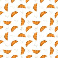 nahtloses Muster mit Croissants. süßer Druck mit Gebäck für Café- und Restaurantmenüs, Textilien, Papier und Design. flache Vektorgrafik vektor