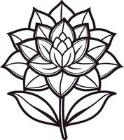 ein Zeichnung von ein Lotus Blume mit Blätter und Blätter vektor