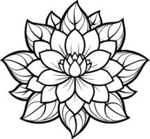 ein Zeichnung von ein Lotus Blume mit Blätter und Blätter vektor