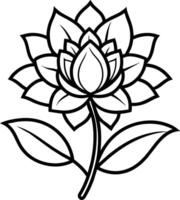 ein Zeichnung von ein Lotus Blume mit Blätter und Blätter vektor