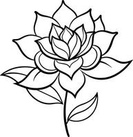 en teckning av en lotus blomma med löv och löv vektor