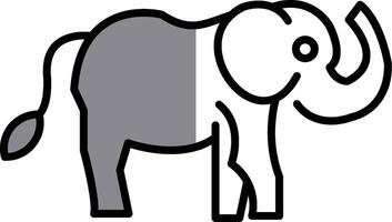 elefant fylld halv skära ikon vektor