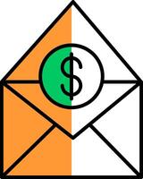 Gehalt Mail gefüllt Hälfte Schnitt Symbol vektor