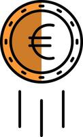 Euro Zeichen gefüllt Hälfte Schnitt Symbol vektor