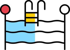 Schwimmen Schwimmbad gefüllt Hälfte Schnitt Symbol vektor
