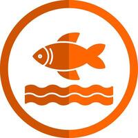 Fisch Glyphe Orange Kreis Symbol vektor