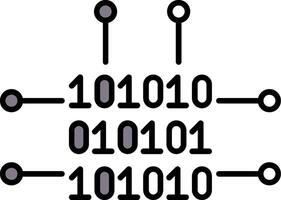 binär Code gefüllt Hälfte Schnitt Symbol vektor