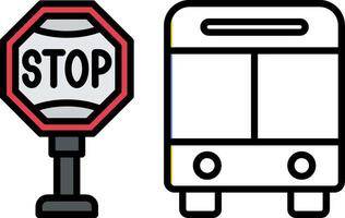 Bus halt gefüllt Hälfte Schnitt Symbol vektor