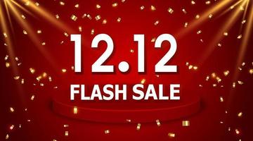 12.12 Flash Sale Shopping Day Banner auf rotem Hintergrund vektor