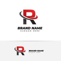 Buchstabe r Logosymbol mit Swoosh-Designs vektor