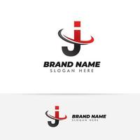 Buchstabe j Logosymbol mit Swoosh-Designs vektor