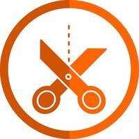 scissor glyf orange cirkel ikon vektor