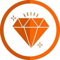 diamant glyf orange cirkel ikon vektor