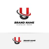 Buchstabe u Logosymbol mit Swoosh-Designs vektor