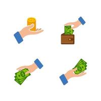 Hand Geld Vektor-Logo-Icon-Design. Geld geben Symbolsymbol vektor