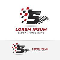 nummer fem 5 racing ikon symbol design. racing nummer logotypdesigner vektor