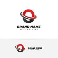 Buchstabe o Logosymbol mit Swoosh-Designs vektor