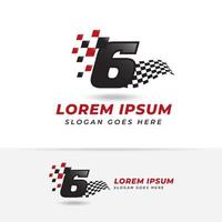nummer sex 6 racing ikon symbol design. racing nummer logotypdesigner vektor