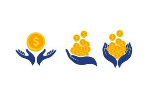 Hand Geld Vektor-Logo-Icon-Design. Geld verdienen Symbolsymbol vektor