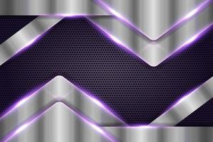 abstrakter moderner glänzender metallischer geometrischer überlappter Pfeilsilber mit violettem Hintergrund vektor