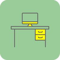 skrivbord fylld gul ikon vektor