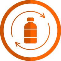 flaska återvinning glyf orange cirkel ikon vektor