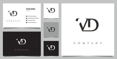 initial vd-logotyp och visitkort vektor