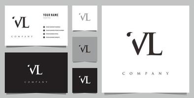 initial vl logotyp och visitkort vektor