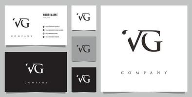 initial vg-logotyp och visitkort vektor