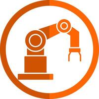 Roboter Arm Glyphe Orange Kreis Symbol vektor