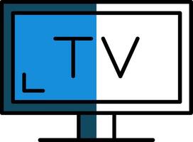 TV fylld halv skära ikon vektor