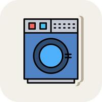 tvättning maskin linje fylld vit skugga ikon vektor