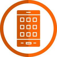 mobil telefon glyf orange cirkel ikon vektor