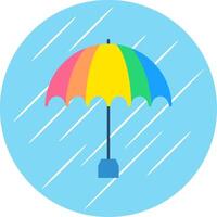 paraply platt blå cirkel ikon vektor