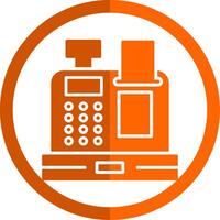 Kasse Maschine Glyphe Orange Kreis Symbol vektor