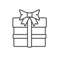 Geschenkbox mit linearem Bandsymbol. dünne Linie Abbildung. neues jahr und weihnachten präsentieren kontursymbol. Vektor isolierte Umrisszeichnung