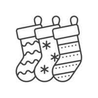 Weihnachtsgeschenk Socken lineares Symbol. dünne Linie Abbildung. Kontursymbol. Vektor isolierte Umrisszeichnung