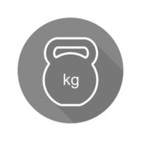 gym kettlebell platt linjär lång skugga ikon. vektor linje symbol