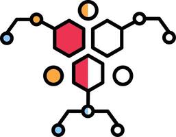 molekyl fylld halv skära ikon vektor