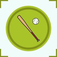 basebollträ och boll färgikon. softballspelares utrustning. isolerade vektor illustration