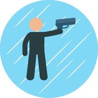 Polizist halten Gewehr eben Blau Kreis Symbol vektor