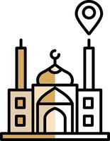 Moschee Ort gefüllt Hälfte Schnitt Symbol vektor