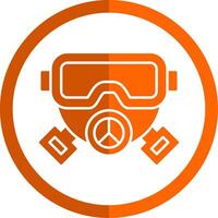 gas mask glyf orange cirkel ikon vektor