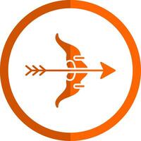 Bogen und Pfeil Glyphe Orange Kreis Symbol vektor