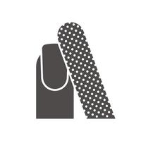 nagelfilningsikon. manikyr siluett symbol. kvinnas nagel med fil. negativt utrymme. vektor isolerade illustration