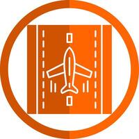 Landung Flugzeug Glyphe Orange Kreis Symbol vektor