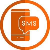 SMS glyf orange cirkel ikon vektor