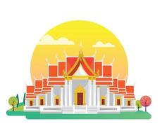 Wat Bengamabophit Bangkok, Thailand-Vektor-Illustration vektor